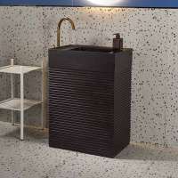 Square Standing Surface Basin Athens Black Color Artificial Stone Basin